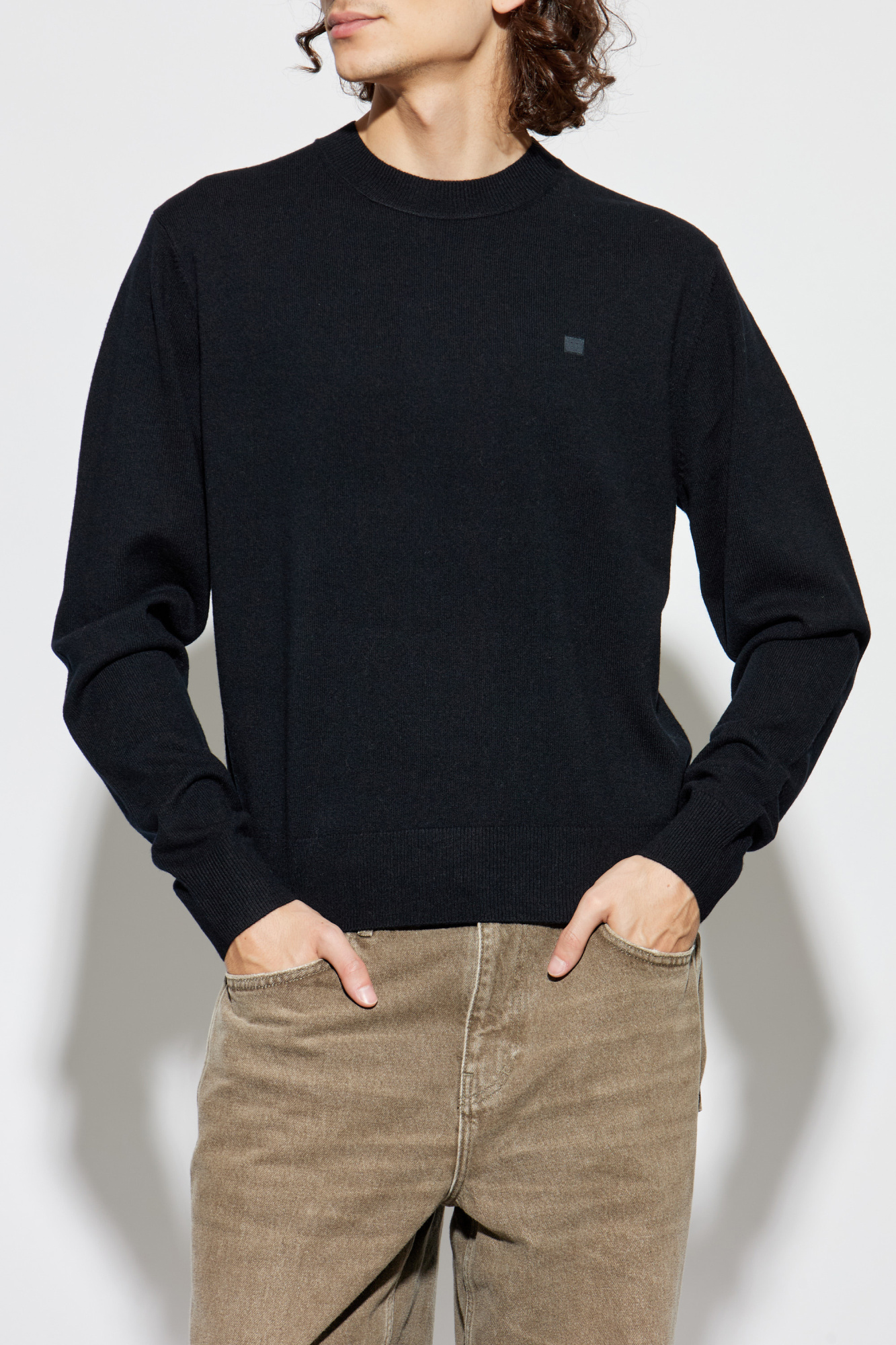 ACNE - ACNE STUDIOS ウール プルオーバー ニット Acne Studios Wool sweater with logo | Men's | Vitkac